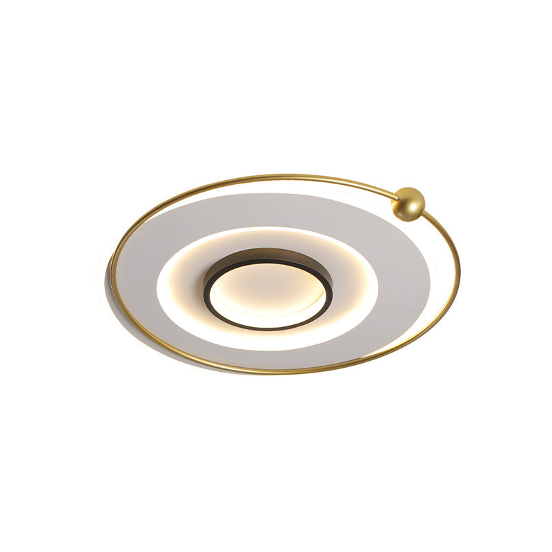 Modern Led Gold Round Flushmount Ceiling Light In White/Warm