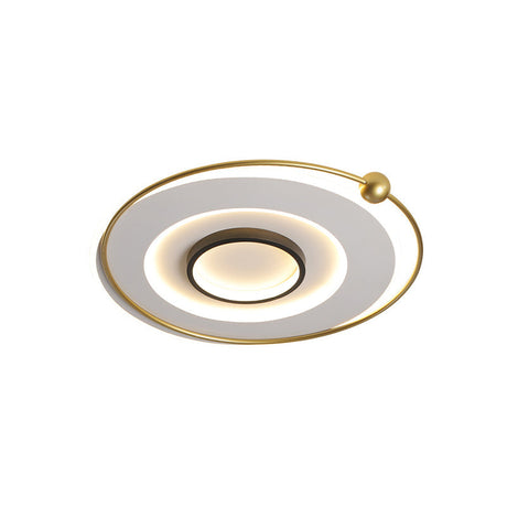 Modern Led Gold Round Flushmount Ceiling Light In White/Warm