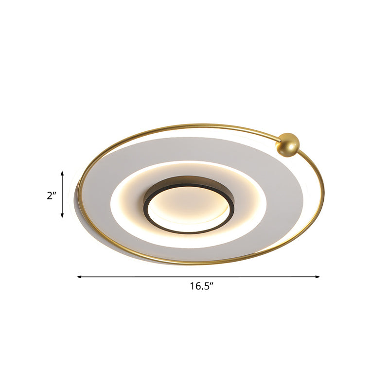 Modern Led Gold Round Flushmount Ceiling Light In White/Warm