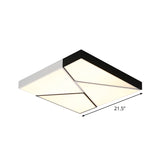 Modern Metal Led Flush Mount Light | Black & White Rectangular Ceiling Fixture Warm/White Acrylic