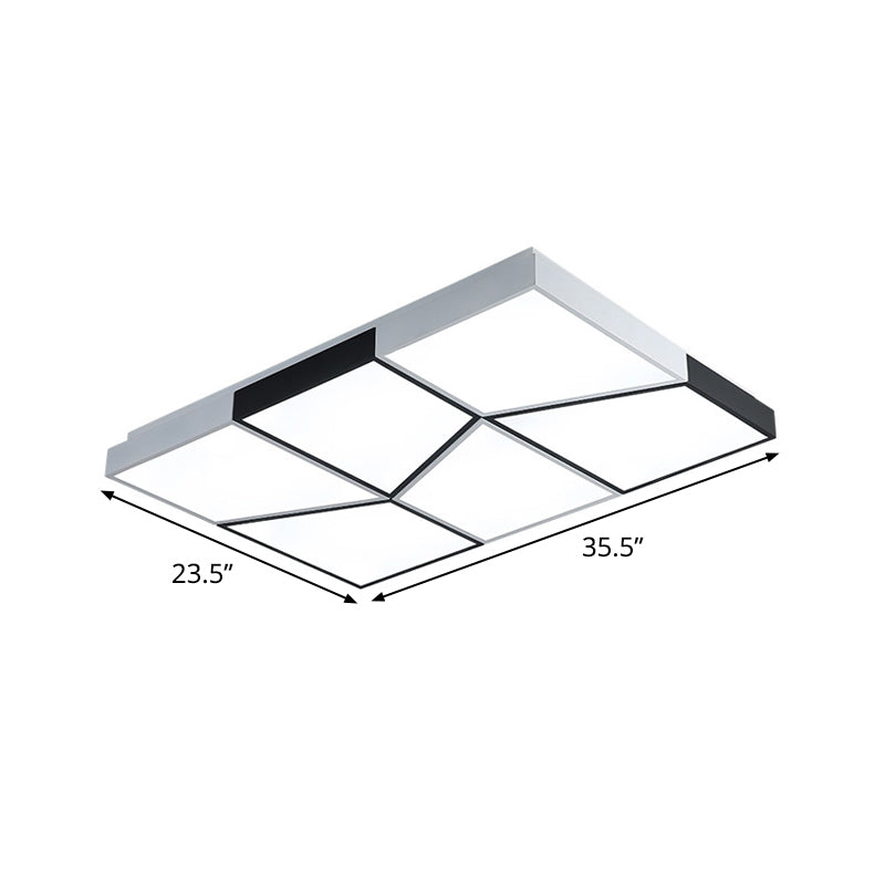 Modern Square Ceiling Light Fixture - 19.5’/35.5’/47’ Acrylic Shade Led Black & White Flush