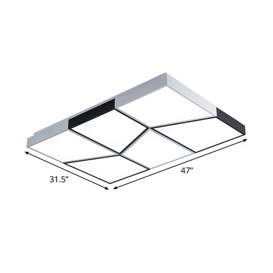 Modern Square Ceiling Light Fixture - 19.5’/35.5’/47’ Acrylic Shade Led Black & White Flush