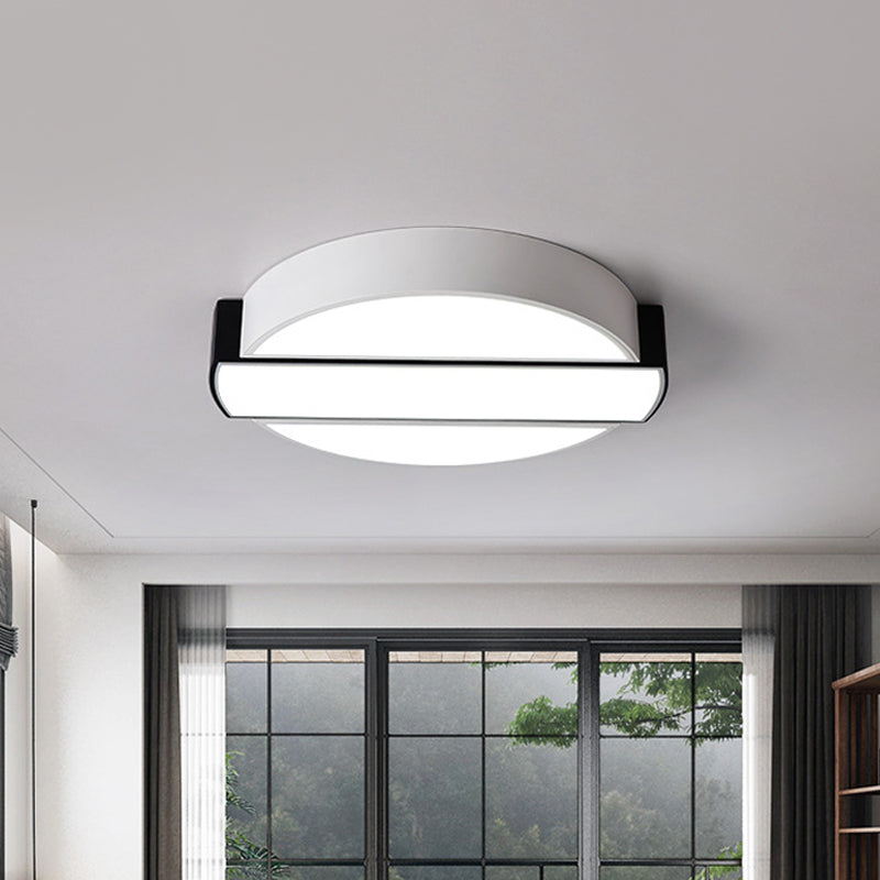 Led Metal Flush Mount Ceiling Light For Bedroom In Warm/White - Modern Round Design