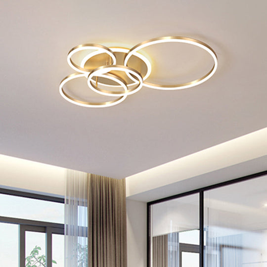Simple 2 - Tier Gold Flush Mount Ceiling Light With Metal Frame - 2/3/5 Lights Warm/White Ideal For