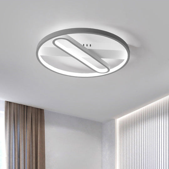 Geometric Flush Mount Ceiling Light In Metal Grey - Modern Led Lamp (Warm/White Light) 16.5/20.5