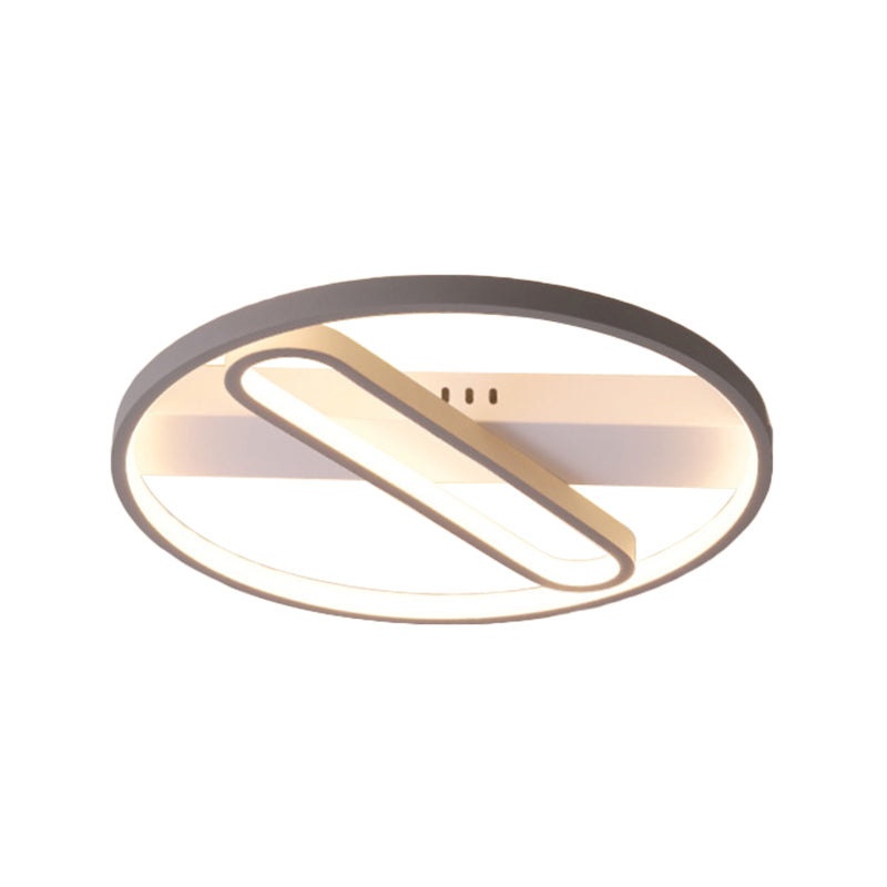 Geometric Flush Mount Ceiling Light In Metal Grey - Modern Led Lamp (Warm/White Light) 16.5/20.5