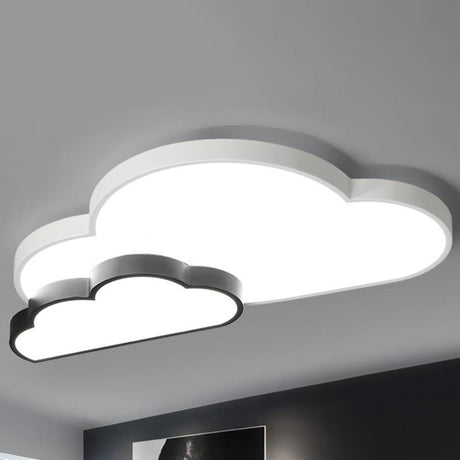 Nordic Cloud Led Flush Mount In Black And White - White/Warm Lighting Black-White / Warm