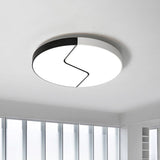 Nordic Led Ceiling Flush Lamp With Acrylic Shade And Black/White Finish In White/Warm Light