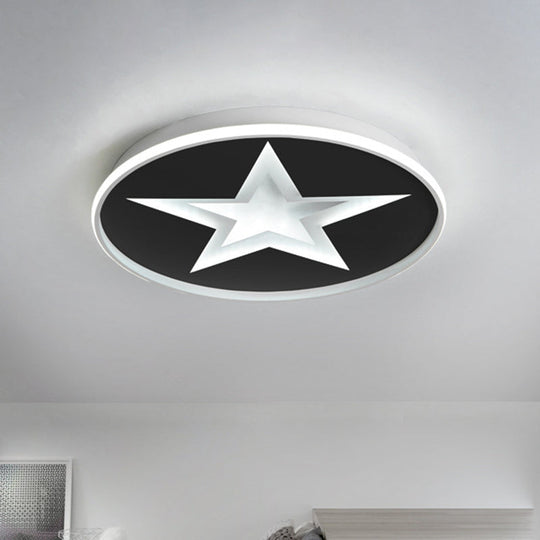 Star Pattern Nordic Acrylic Led Flush Mount Lighting In Black White/Warm Light - Bedroom Fixture