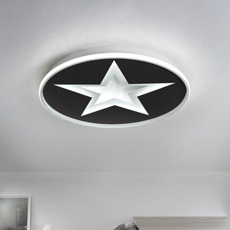 Star Pattern Nordic Acrylic Led Flush Mount Lighting In Black White/Warm Light - Bedroom Fixture