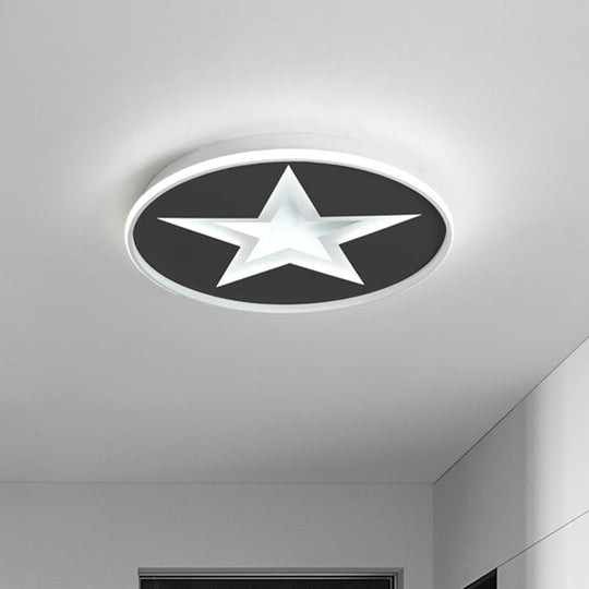 Star Pattern Nordic Acrylic Led Flush Mount Lighting In Black White/Warm Light - Bedroom Fixture