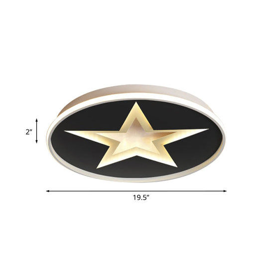 Star Pattern Nordic Acrylic Led Flush Mount Lighting In Black White/Warm Light - Bedroom Fixture