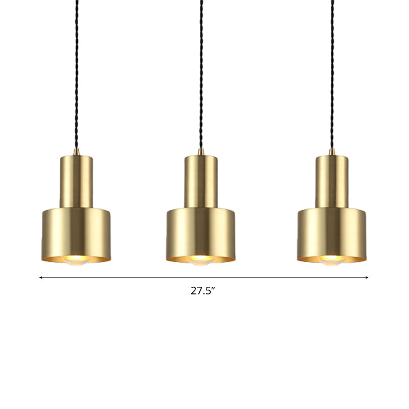 Retro Brass Drum Pendant Light - Metal 1-Light Ceiling Lamp For Living Room