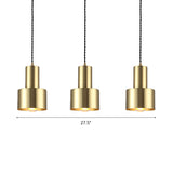 Retro Brass Drum Pendant Light - Metal 1-Light Ceiling Lamp For Living Room