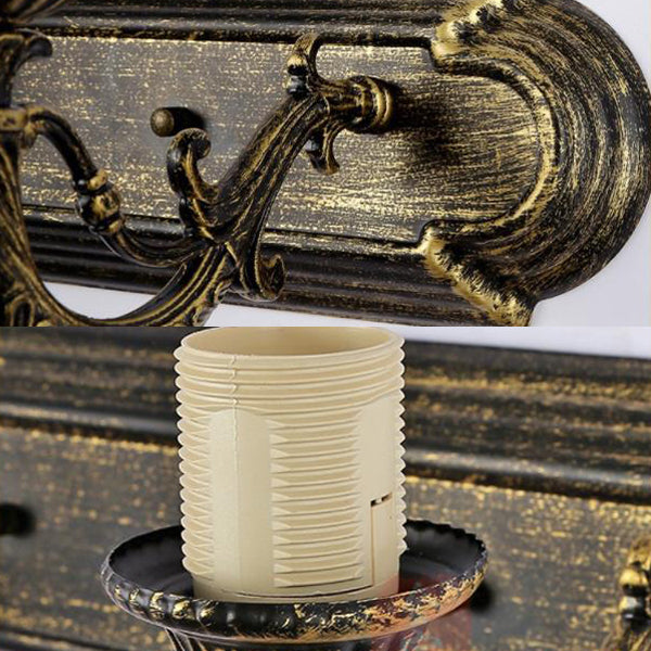 Stained Glass Pyramid Sconce Light With 2 Lights - Aged Brass Wall Fixture For Bedroom