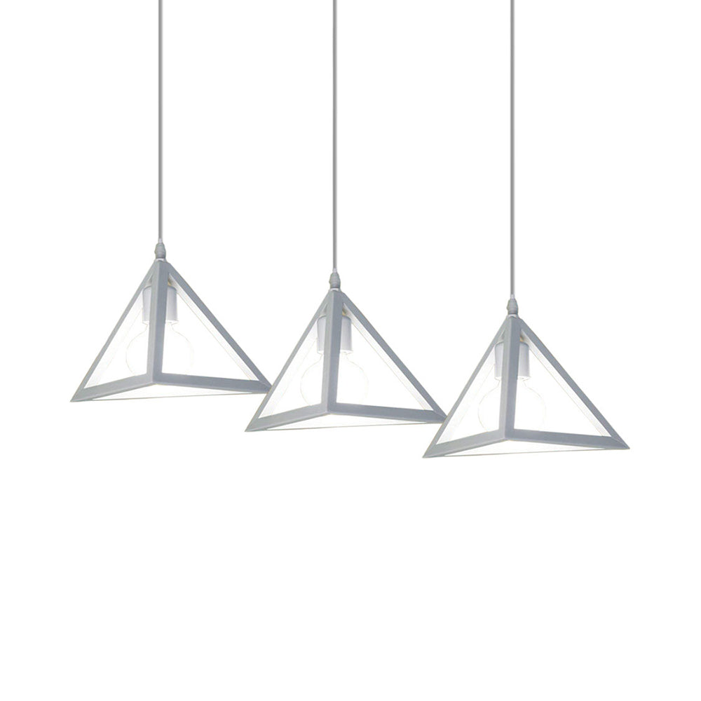 Retro Industrial Hanging Lamp With Wire Guard And Canopy In Black/White - 3 Heads Pendant Lighting