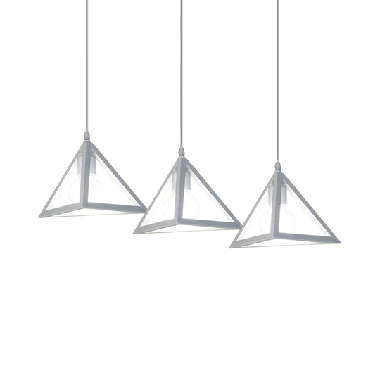 Retro Industrial Hanging Lamp With Wire Guard And Canopy In Black/White - 3 Heads Pendant Lighting