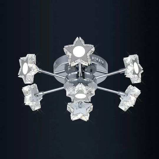Starry 7 - Head Ceiling Light: Modern Metal Semi - Flush Mount In Chrome For Kids’ Bedrooms