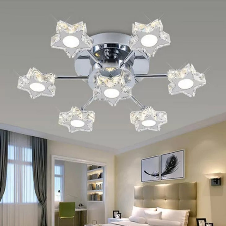 Starry 7 - Head Ceiling Light: Modern Metal Semi - Flush Mount In Chrome For Kids’ Bedrooms