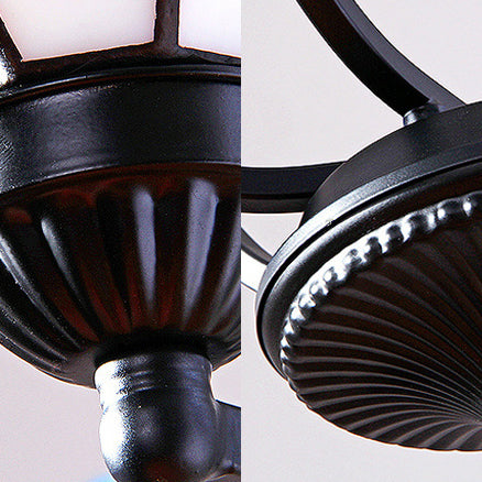 Mediterranean Chandelier Blue Glass Ceiling Light With 4 Hanging Lights For Bedroom