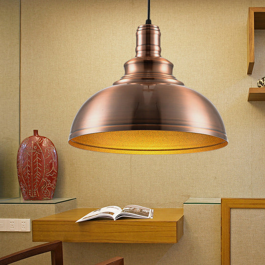 Copper Finish Industrial Style Hanging Pendant Light With Adjustable Cord For Bedroom