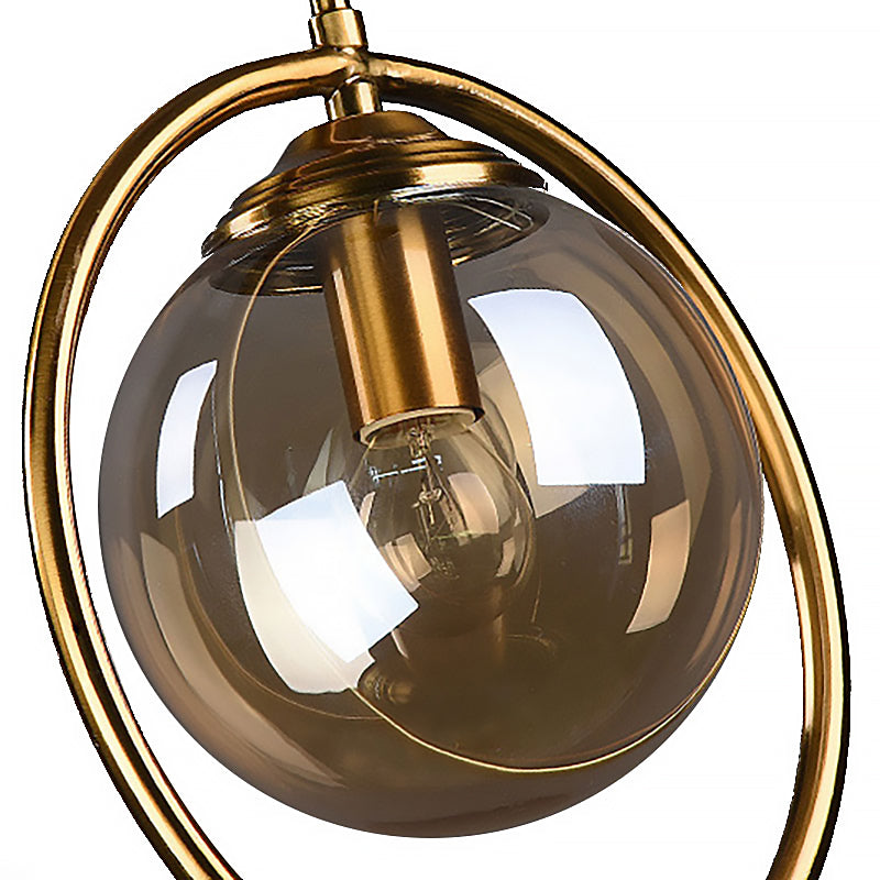 Plafonnier suspendu à 1 ampoule en forme de boule de verre avec cadre en anneau - Design post-moderniste