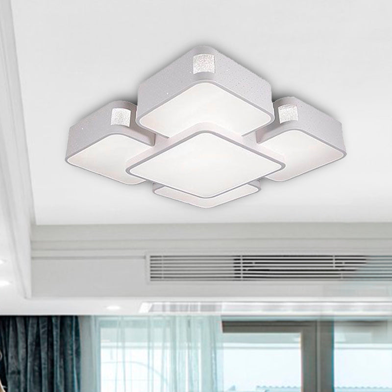 Contemporary Square Ceiling Mounted Led Pendant Light - 24/37 Wide Acrylic White Flush Mount