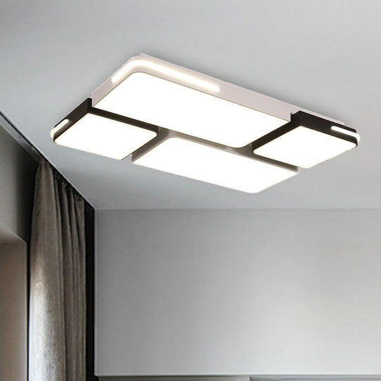Contemporary Square/Rectangle Acrylic Flush Pendant Light - Led White Mount Lighting (21.5/37.5