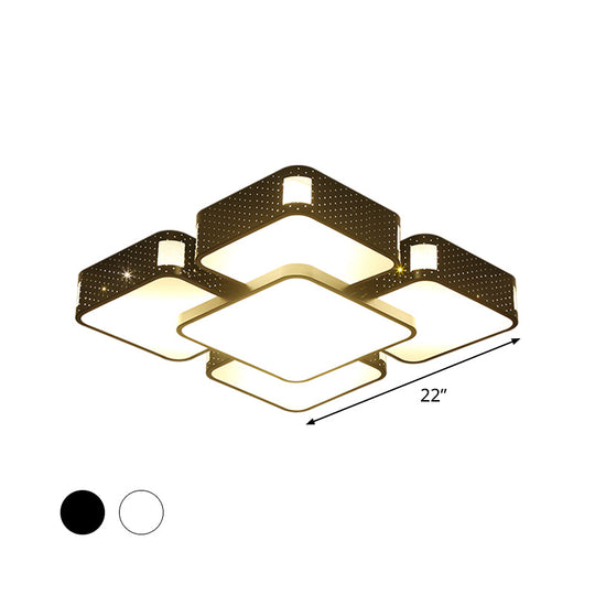 Modern Cube Flush Mount Lamp - 22’/38’/47’ Acrylic Led Ceiling Light In Black/White