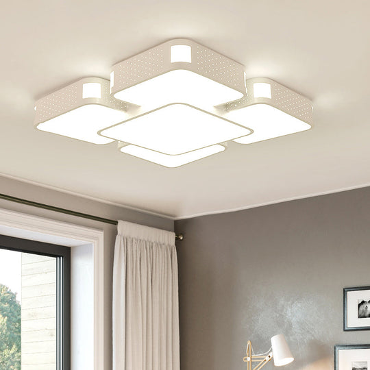 Modern Cube Flush Mount Lamp - 22’/38’/47’ Acrylic Led Ceiling Light In Black/White White / 22’