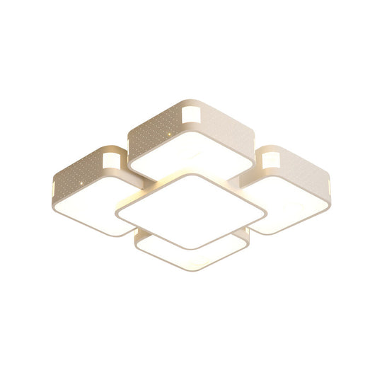 Modern Cube Flush Mount Lamp - 22’/38’/47’ Acrylic Led Ceiling Light In Black/White