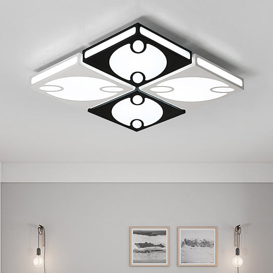 Contemporary Square Ceiling Mounted Light With Oval Pattern 19.5’/23.5’ W Led Flush Mount Lamp