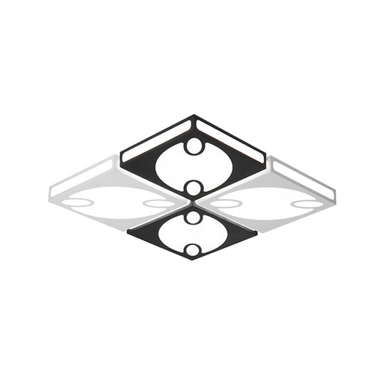 Contemporary Square Ceiling Mounted Light With Oval Pattern 19.5’/23.5’ W Led Flush Mount Lamp