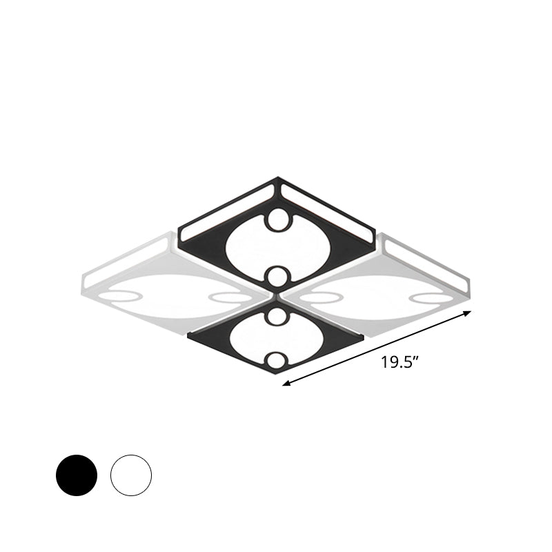 Contemporary Square Ceiling Mounted Light With Oval Pattern 19.5’/23.5’ W Led Flush Mount Lamp