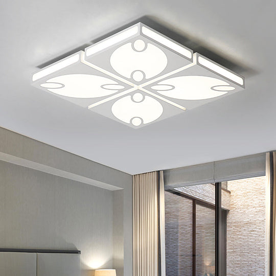Contemporary Square Ceiling Mounted Light With Oval Pattern 19.5’/23.5’ W Led Flush Mount Lamp