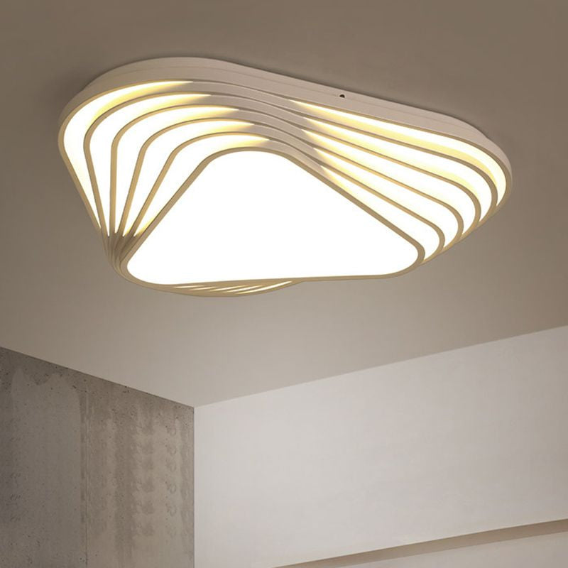 Modern Triangle Acrylic Shade Flush Mount Led Light Fixture - White Bedroom Ceiling (Warm/White)
