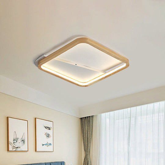 Simple Wooden Rectangular Led Flush Mount Ceiling Light - 13/17/21 Wide Wood / 13