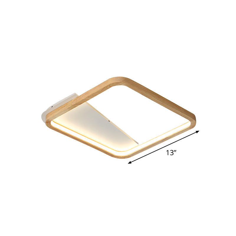 Simple Wooden Rectangular Led Flush Mount Ceiling Light - 13/17/21 Wide