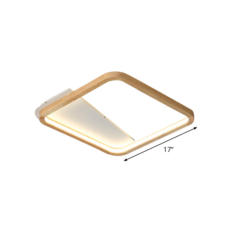 Simple Wooden Rectangular Led Flush Mount Ceiling Light - 13’/17’/21’ Wide