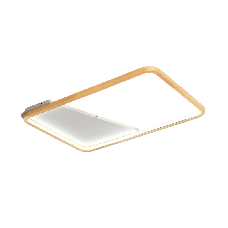 Simple Wooden Rectangular Led Flush Mount Ceiling Light - 13/17/21 Wide