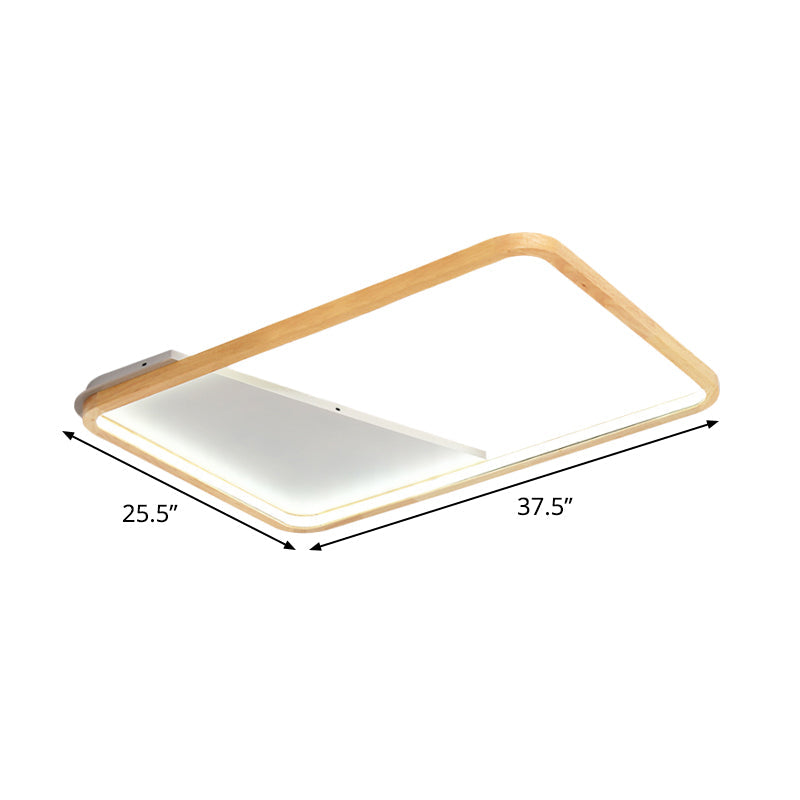 Simple Wooden Rectangular Led Flush Mount Ceiling Light - 13’/17’/21’ Wide