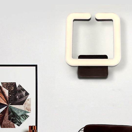 Contemporary Led Acrylic Wall Sconce - Square Frame Design 1 Light Warm/White/Natural Brown / Warm