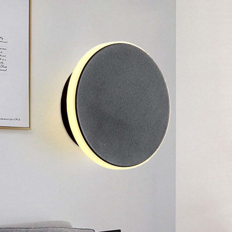 Modern Black/White Led Disc Sconce: Single Acrylic Wall Light In Warm/White Black / Warm
