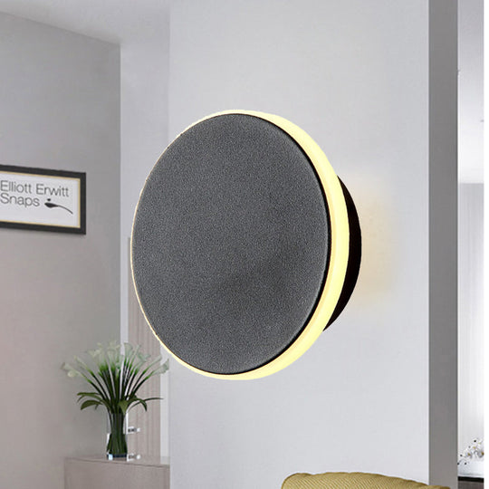 Modern Black/White Led Disc Sconce: Single Acrylic Wall Light In Warm/White