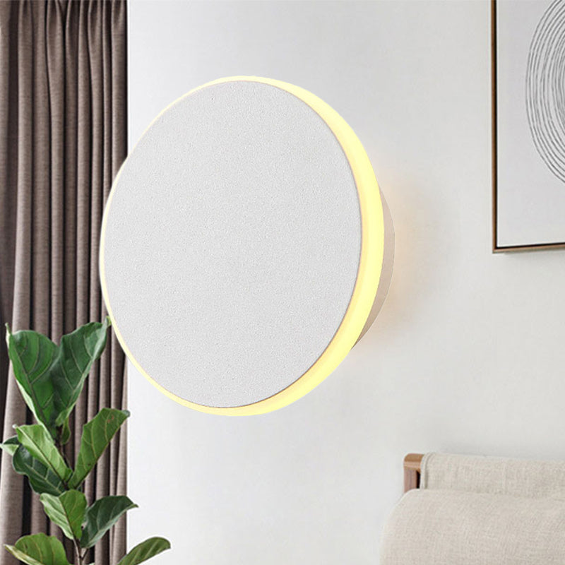 Modern Black/White Led Disc Sconce: Single Acrylic Wall Light In Warm/White White / Warm