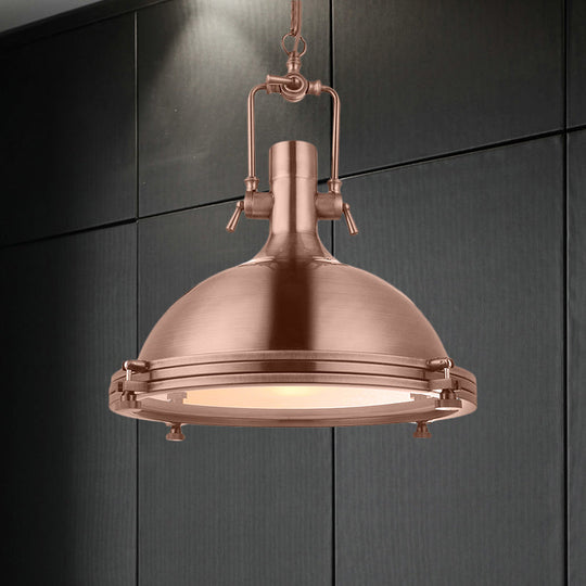 Industrial Metal Pendant Lighting With Antique Brass/Copper Finish And Frosted Diffuser