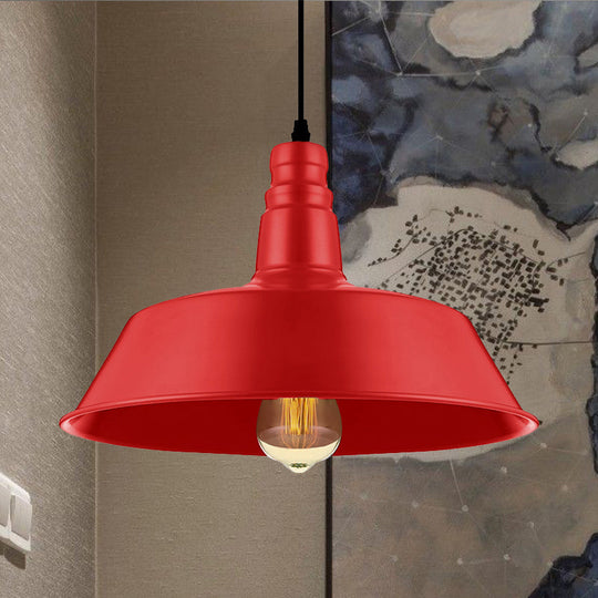 Industrial Style Metallic Pendant Lighting - 10’/14’ Wide Barn Living Room 1 Bulb Red/Green