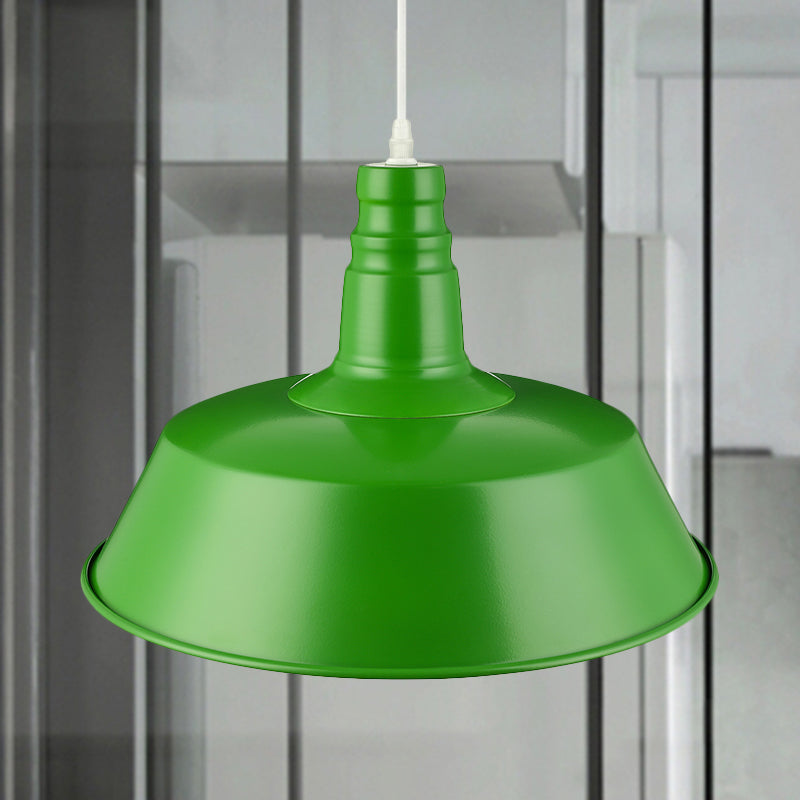Barn Living Room Pendant Lighting - 10/14 Inch Wide Industrial Style Metal 1 Bulb Hanging Light
