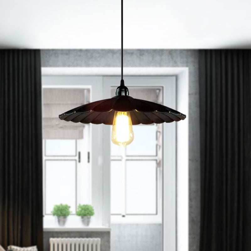 Antique Scalloped Pendant Lamp - 10’/12’ Dia Black’ Perfect For Your Kitchen