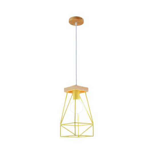 Modern Nordic Metal Cage Shade Pendant Light - Black/Blue